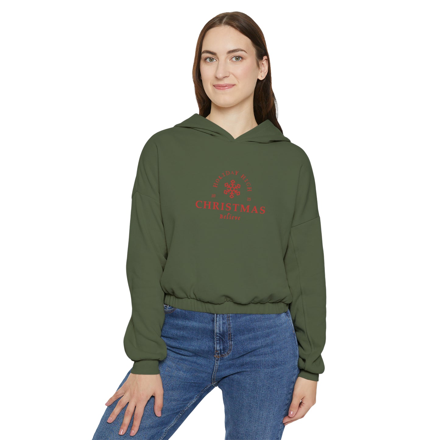 Holiday High Christmas, Women's Cinched Bottom Hoodie